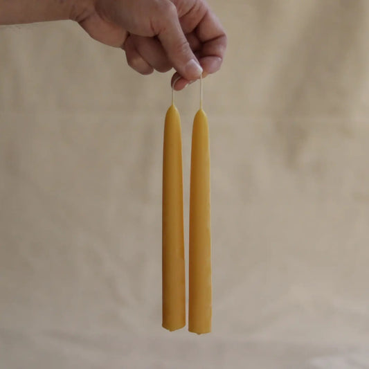 one hand-dipped classic beeswax candle