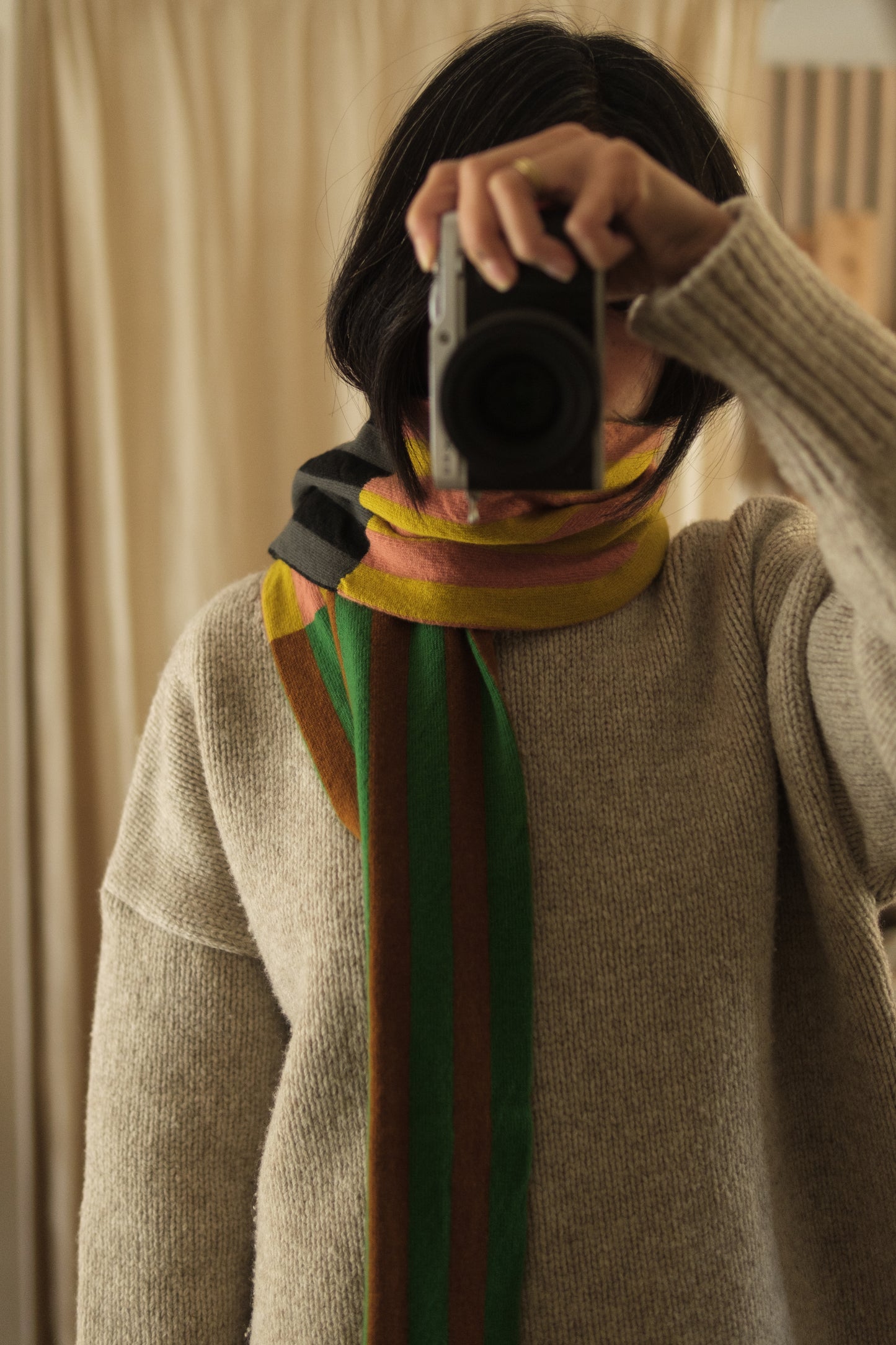 vertical stripe multicolor scarf