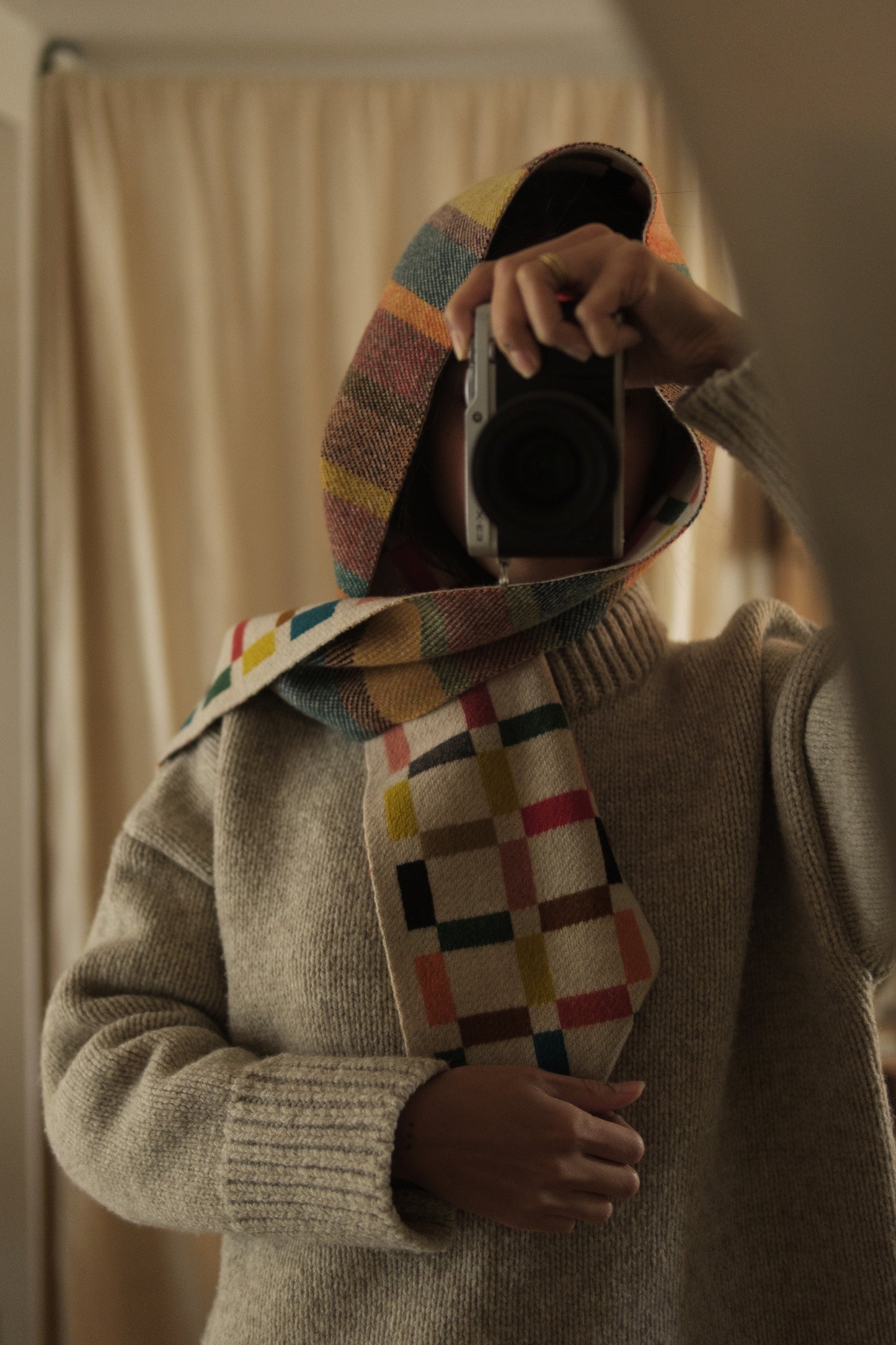 multicolor grid scarf