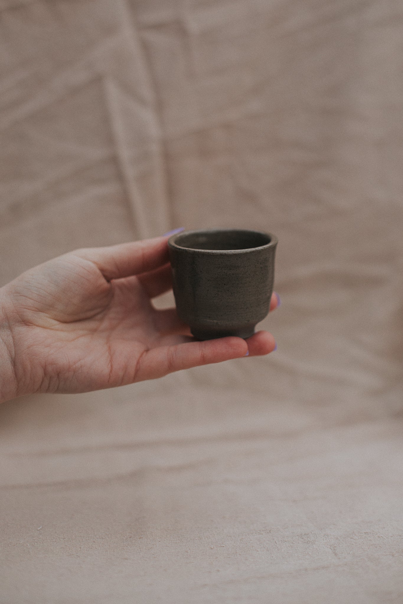 50 ml warm grey mini cup by linda bredenbekk