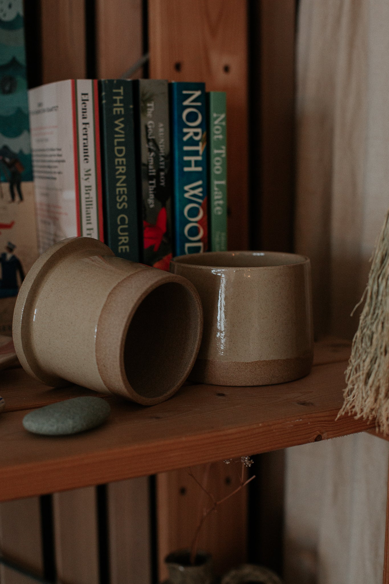large french butter dish with flat lid in warm sand by linda bredenbekk