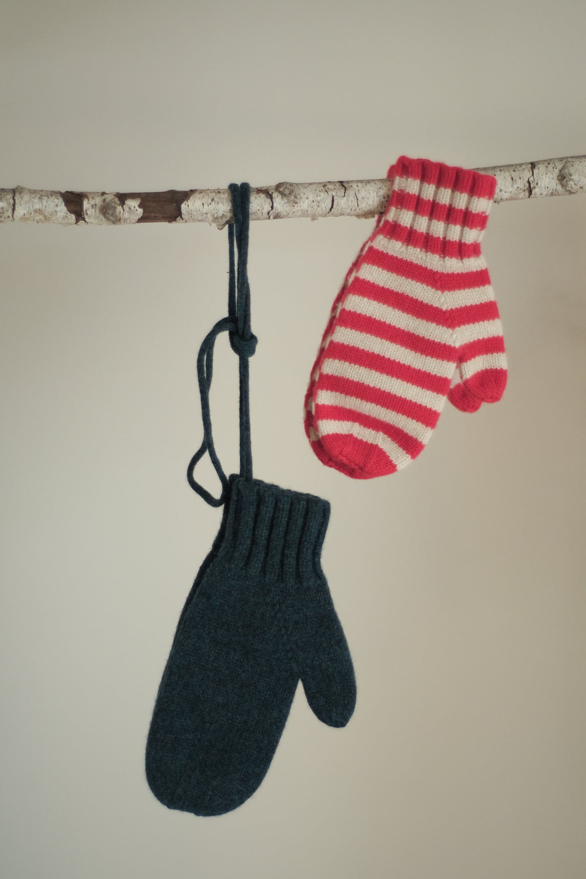 felted lambswool mittens on string