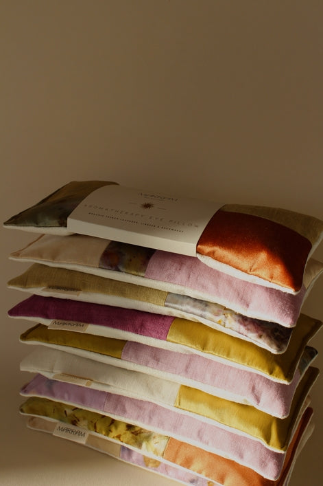 plant dyed aromatherapy eye pillow - sky patchwork