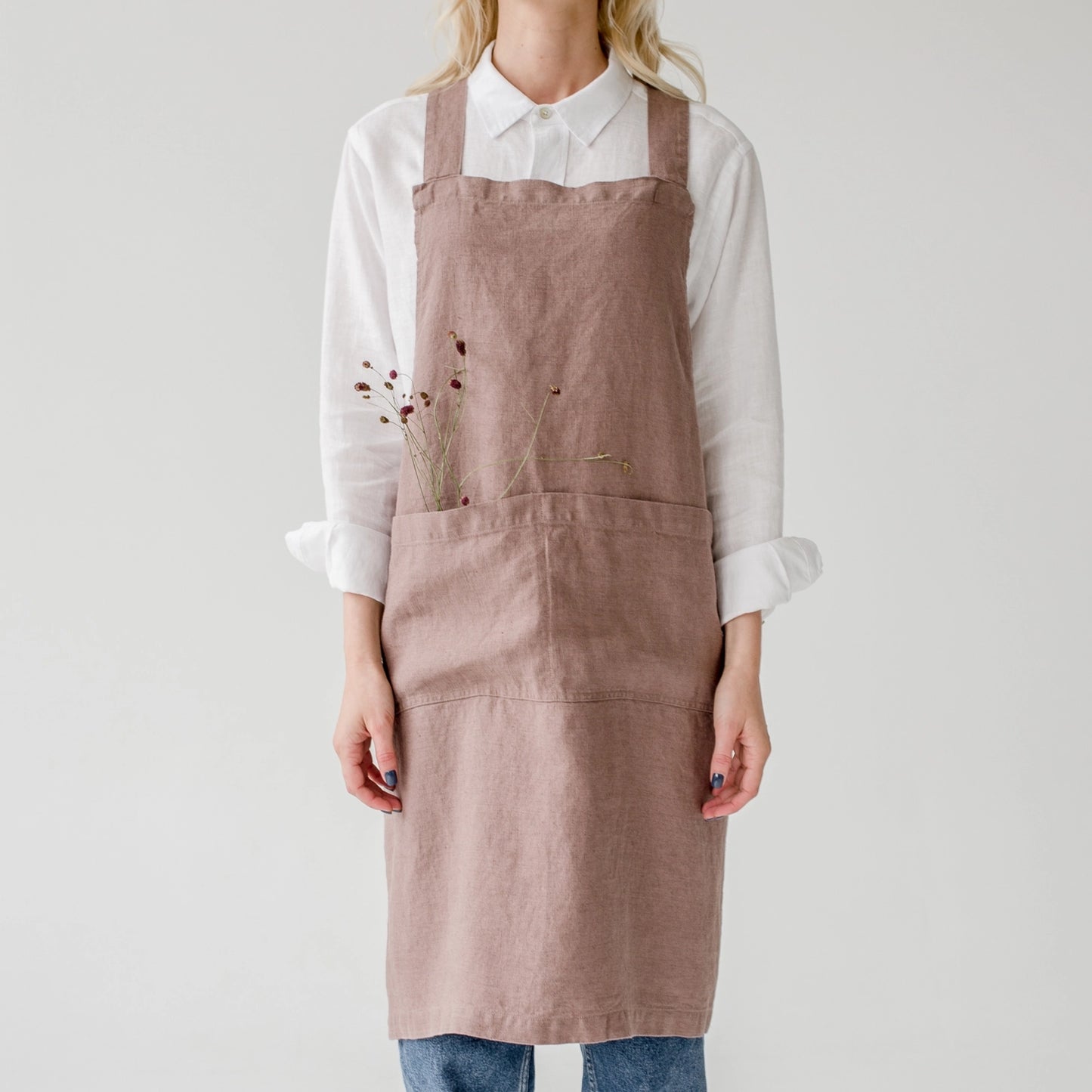 japanese crossback linen apron