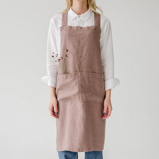 japanese crossback linen apron