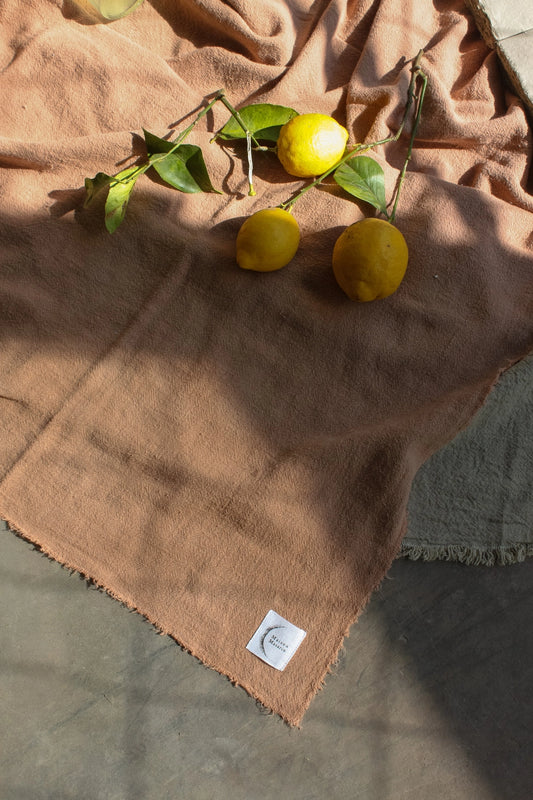 french raw linen throw/tablecloth/curtain - 170x250cm - poudre