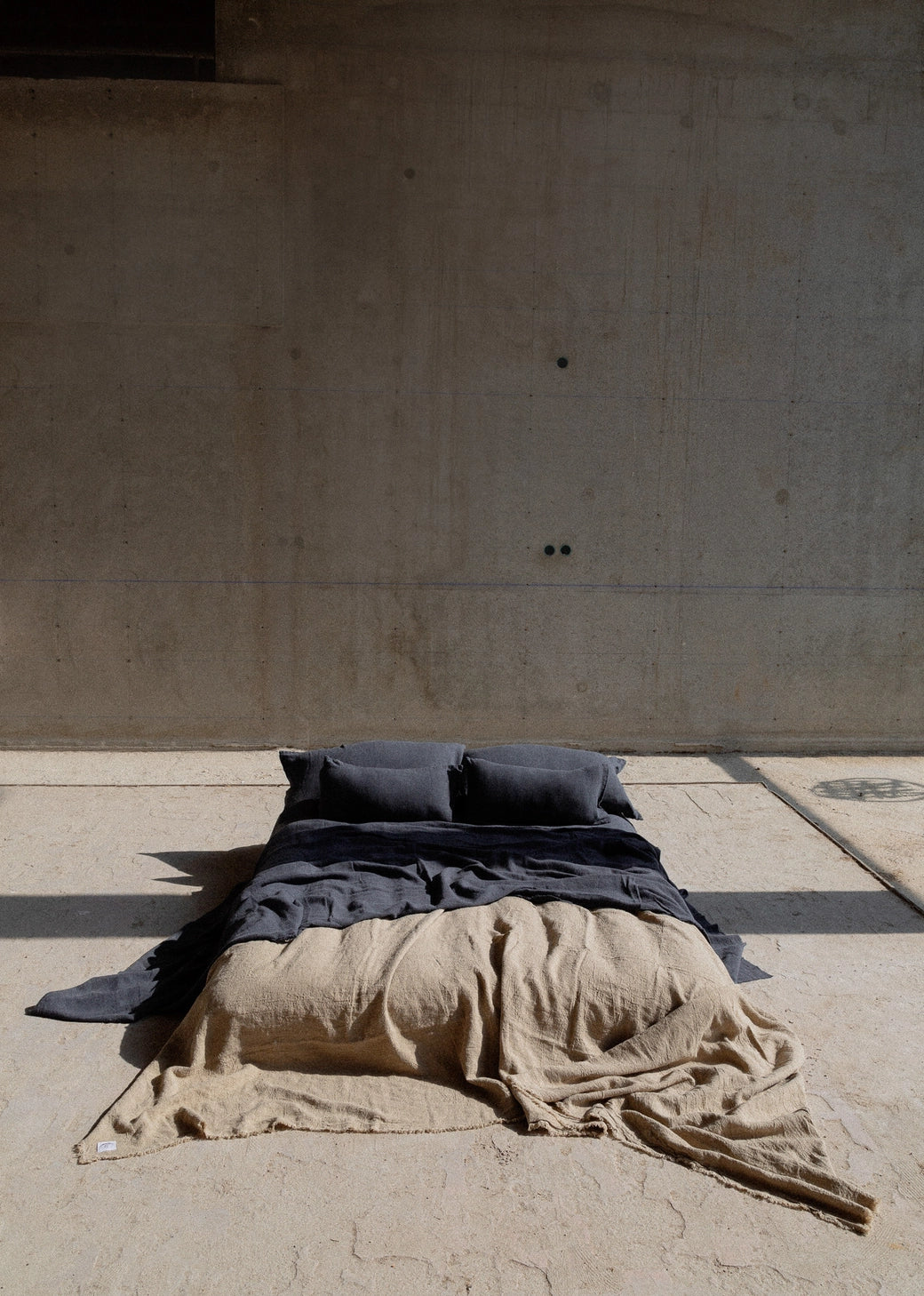 french raw linen throw/tablecloth/curtain - 140x250cm - sand