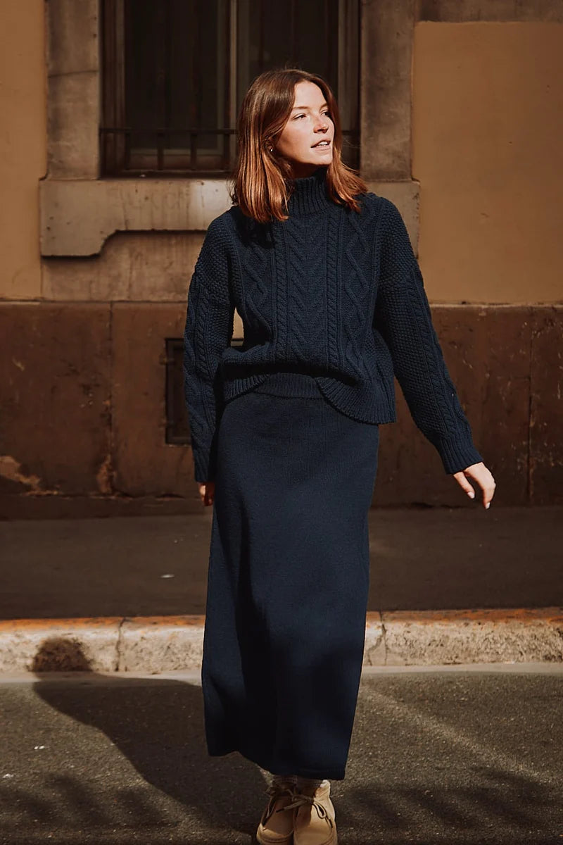 pre-order: augustine long skirt in merino wool