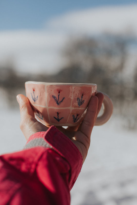 hand-painted patterns with flowers cappuccino mug