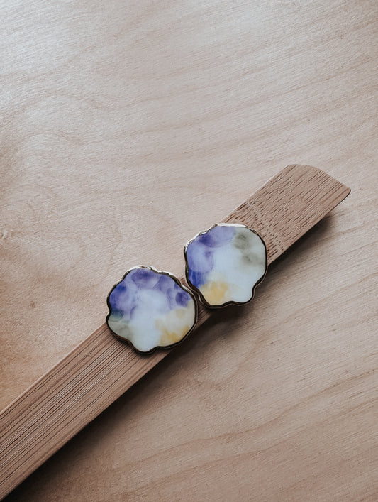 traces of color on cloud porcelain earrings