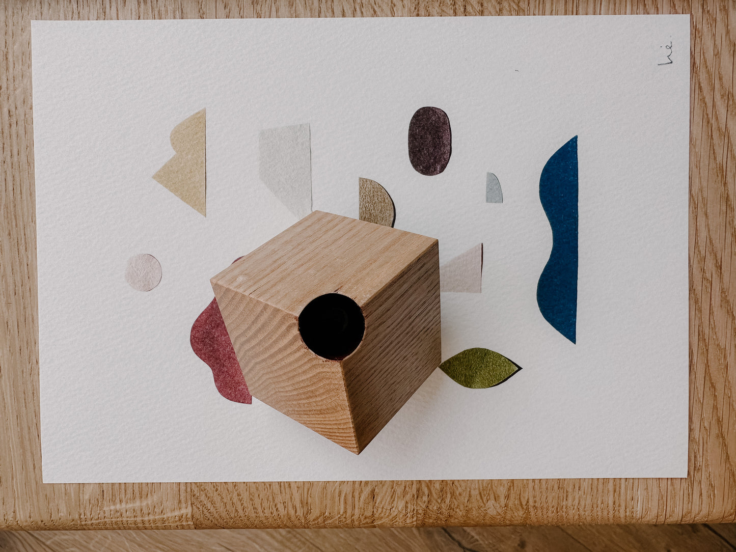 cubic vase in japanese wood