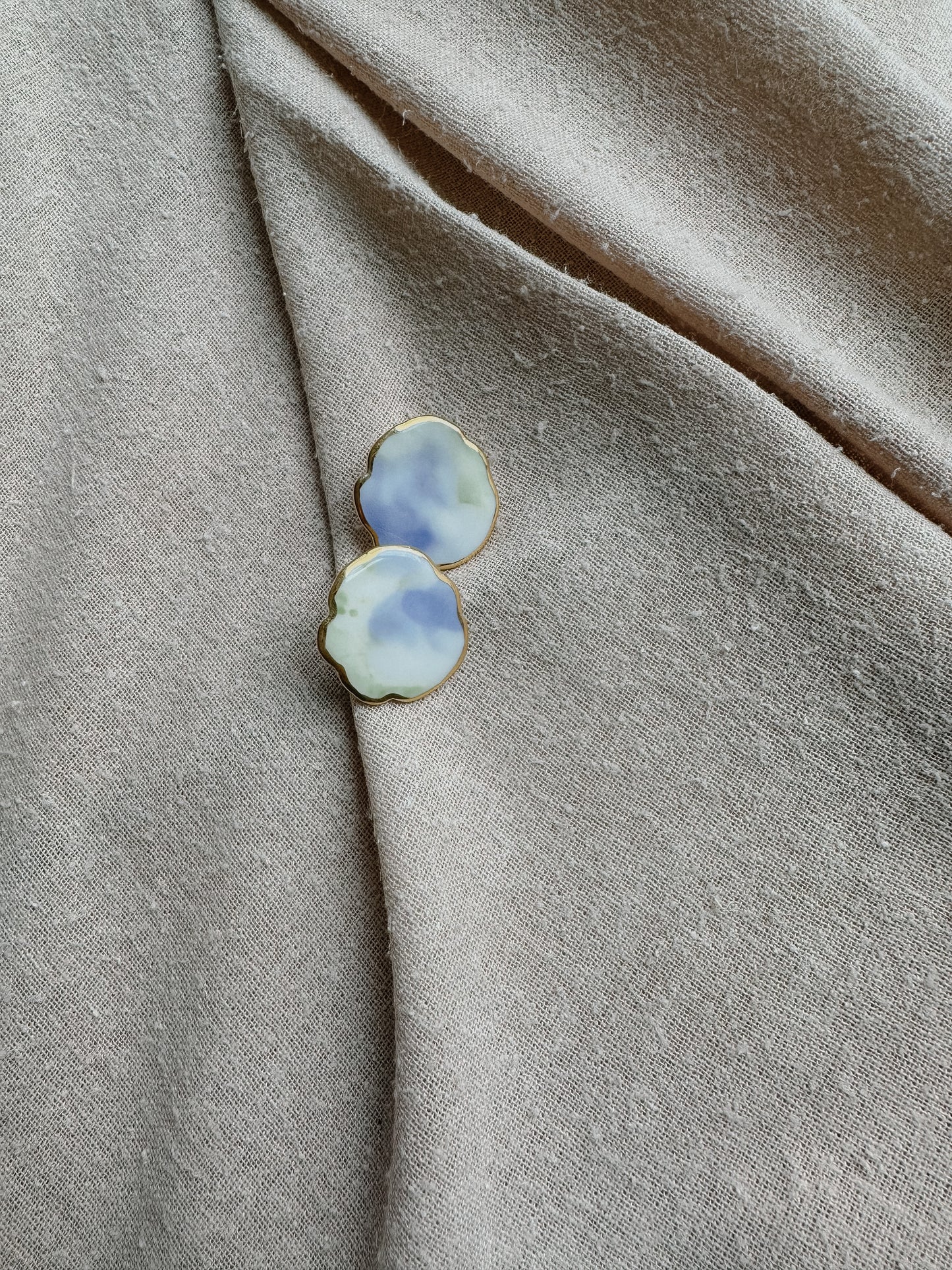 traces of color on cloud porcelain earrings