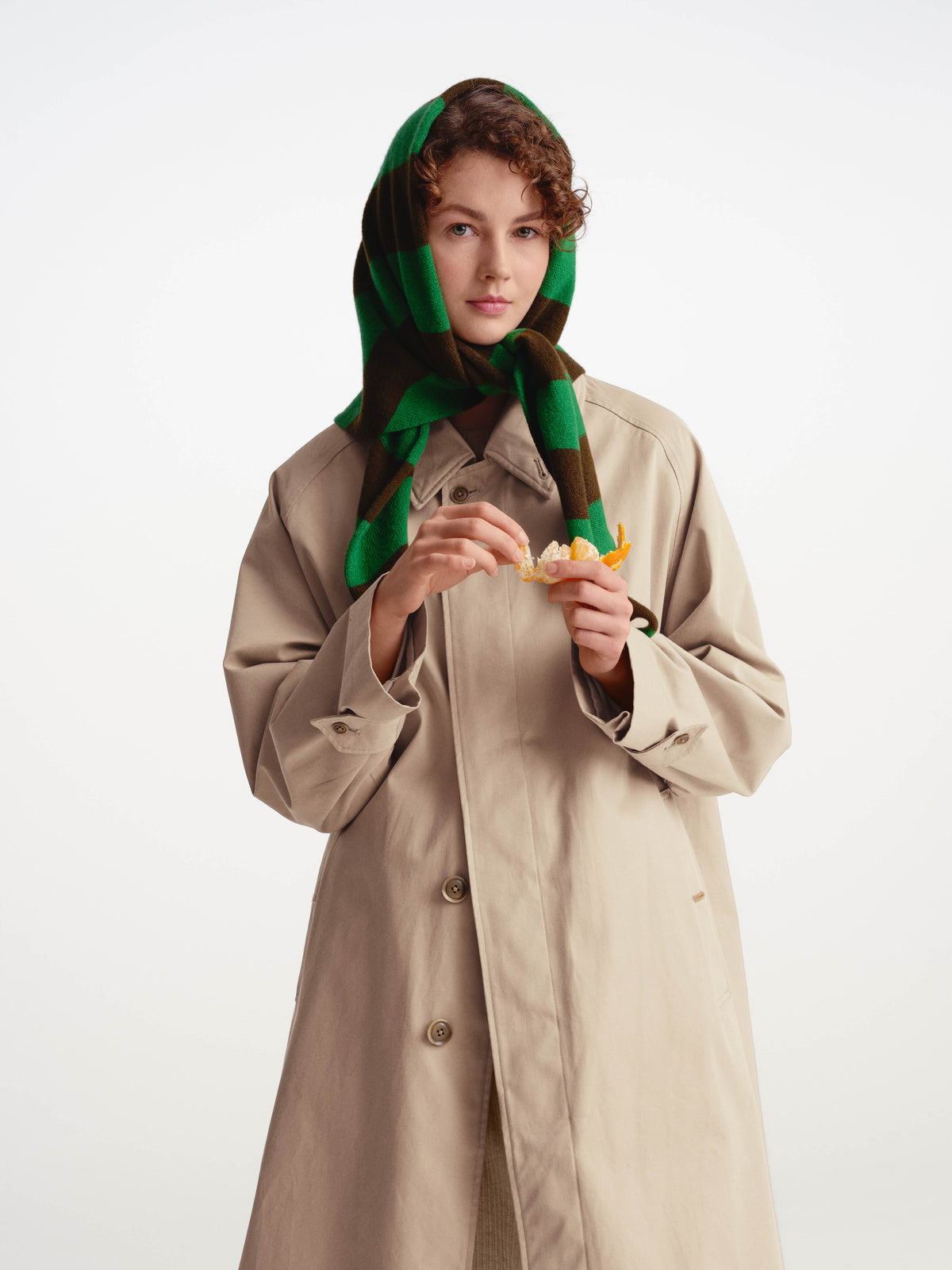 lambswool large stripe triangle pagoda green & military brown