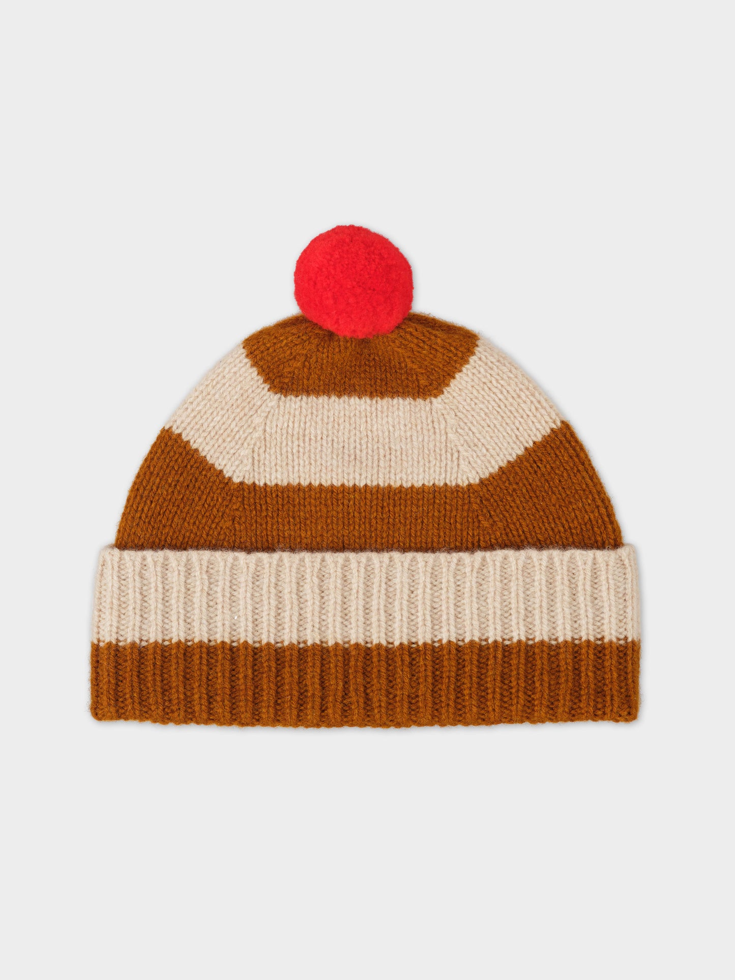 striped hat with pompom in lambswool