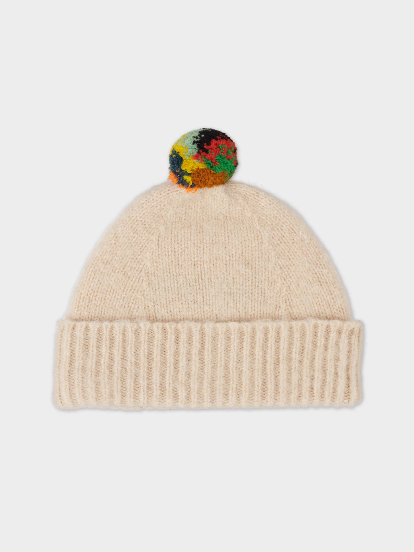 brushed hat with pompom in lambswool