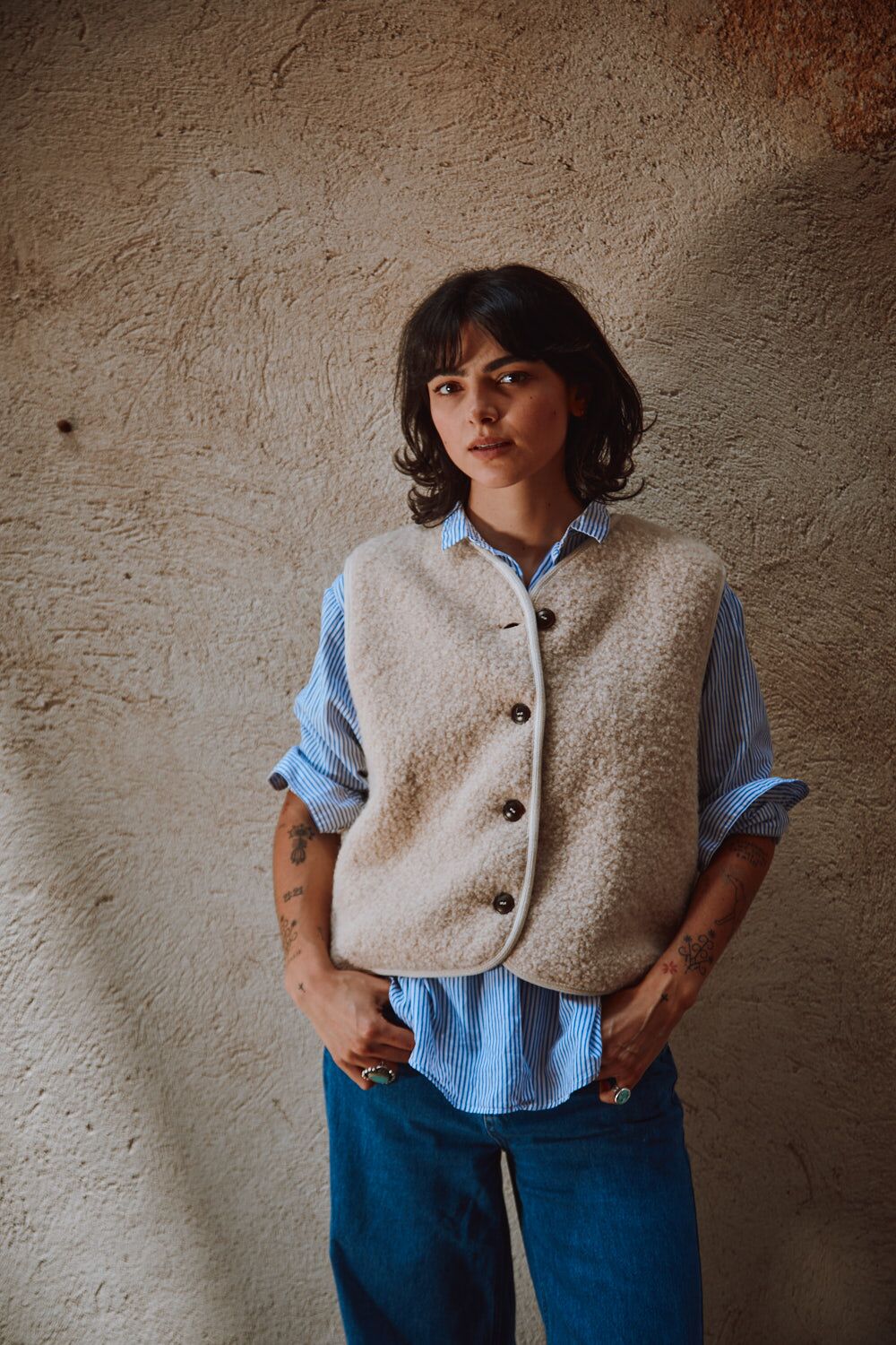 pre-order: luce curly alpaca vest