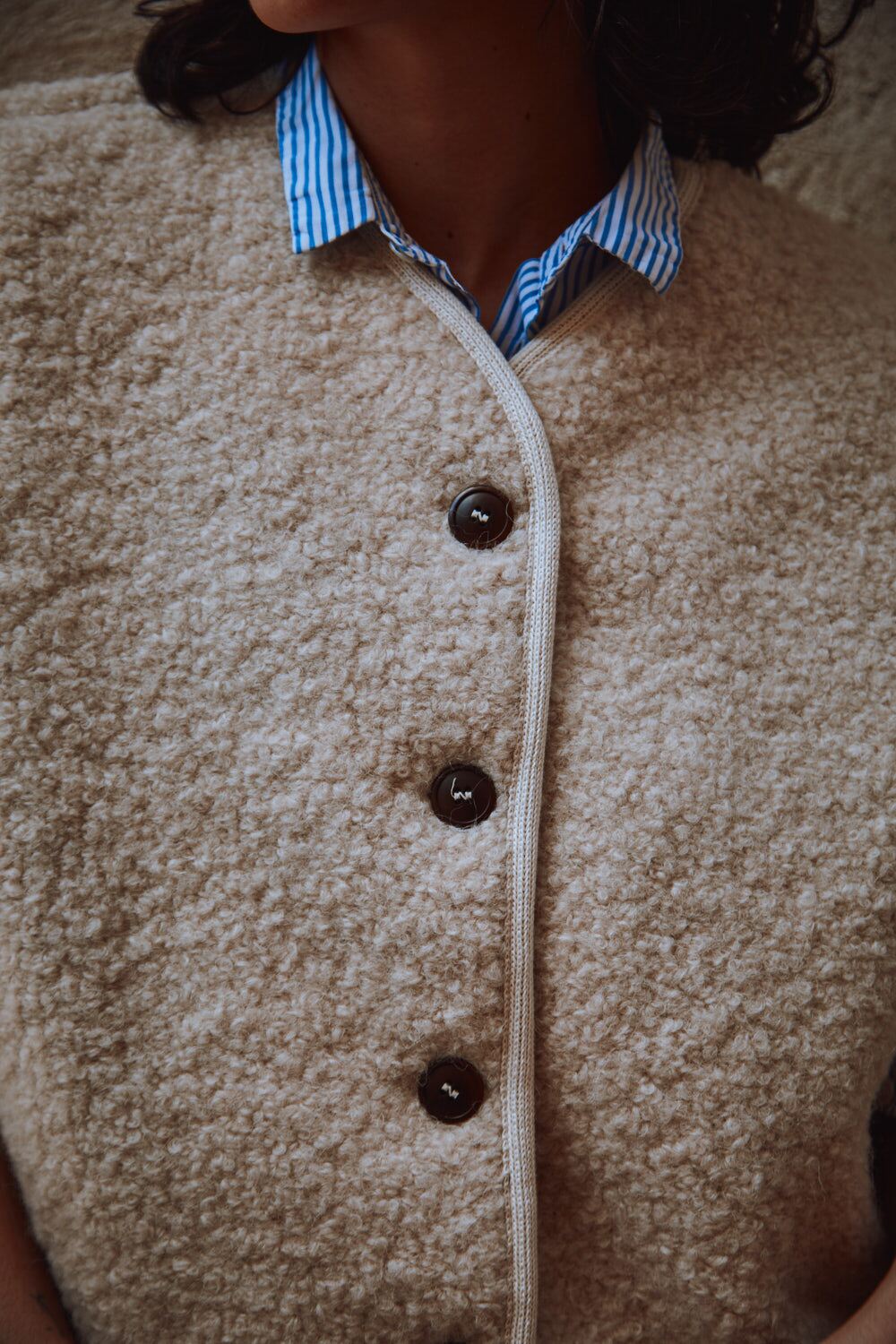 pre-order: luce curly alpaca vest