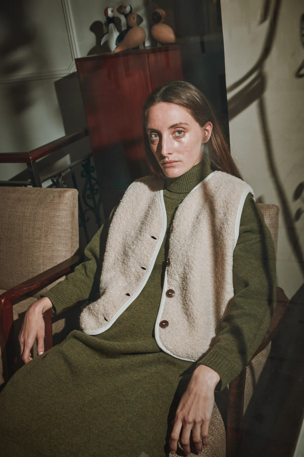 pre-order: luce curly alpaca vest