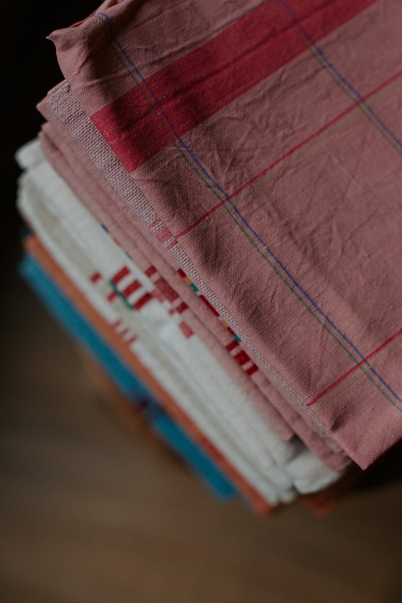 vintage antique striped tea towel