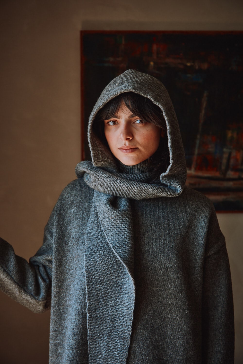 romane wool scarf-hat