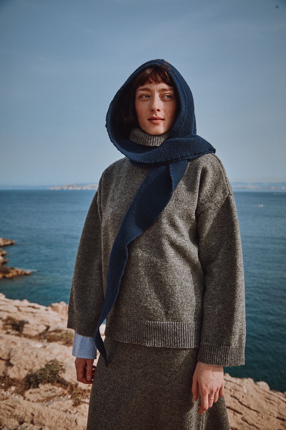 romane wool scarf-hat