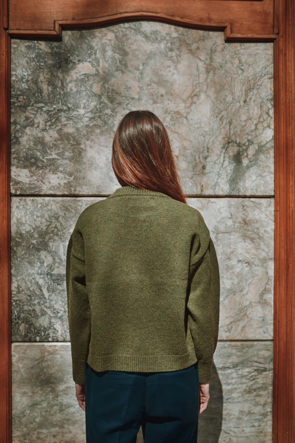 pre-order: sandra funnel-neck cardigan in merino wool