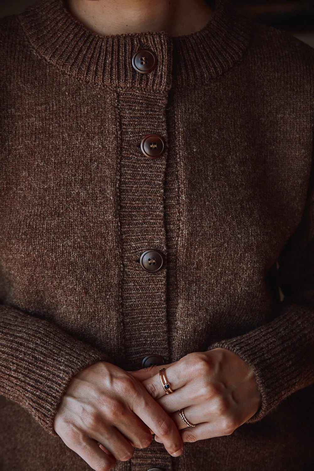 pre-order: sandra funnel-neck cardigan in merino wool