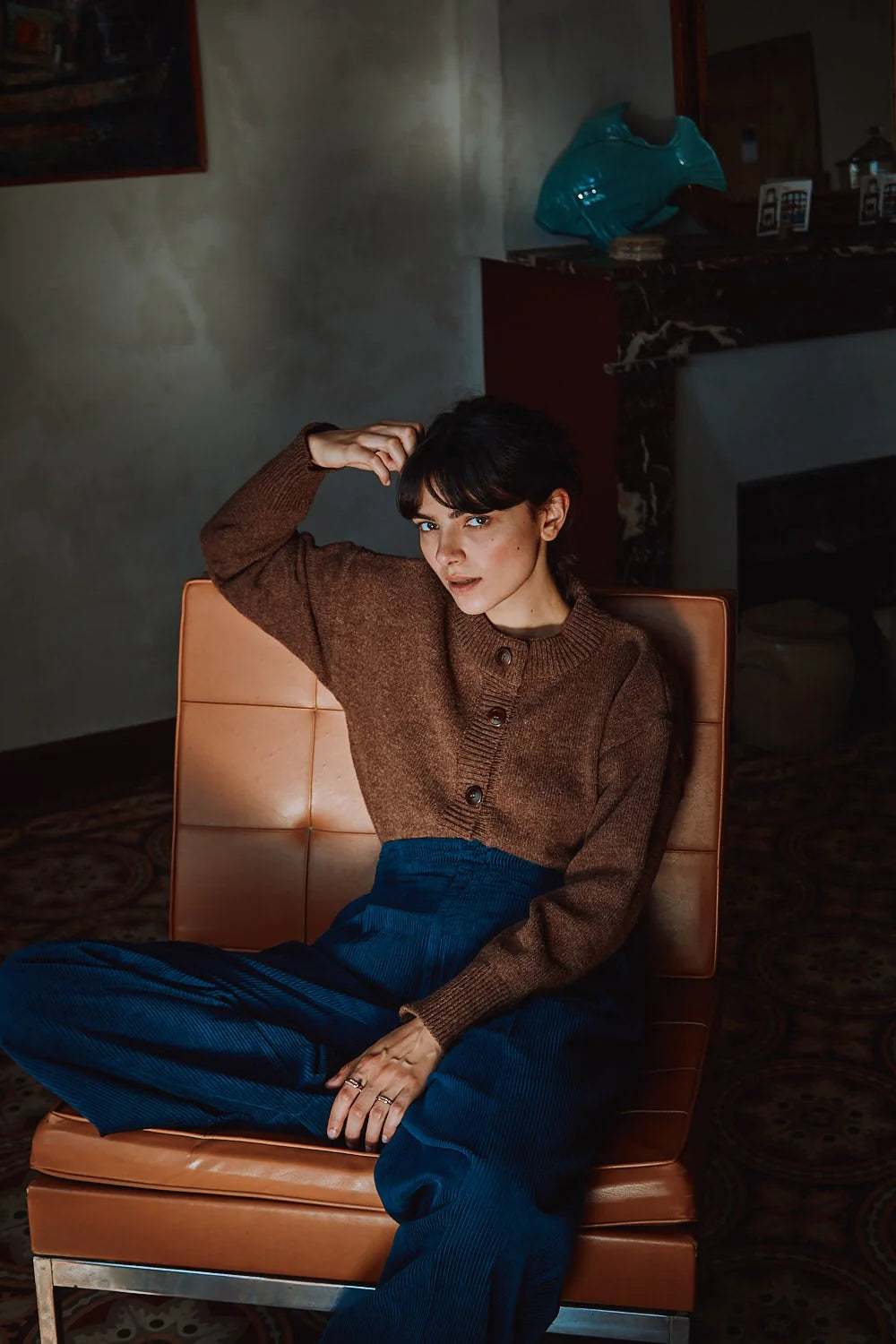pre-order: sandra funnel-neck cardigan in merino wool