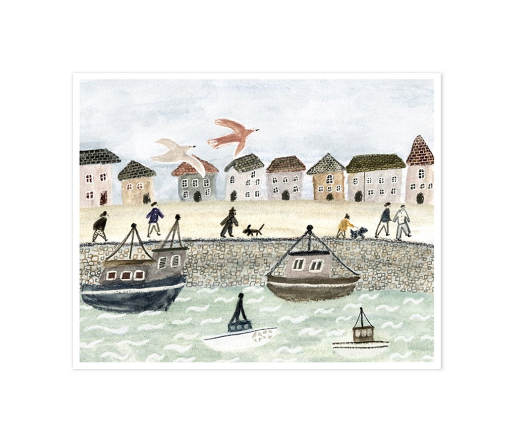 seaside town print