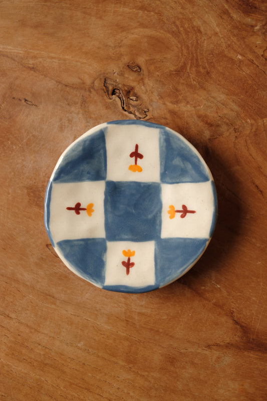hand-painted diamond pattern tiny plate