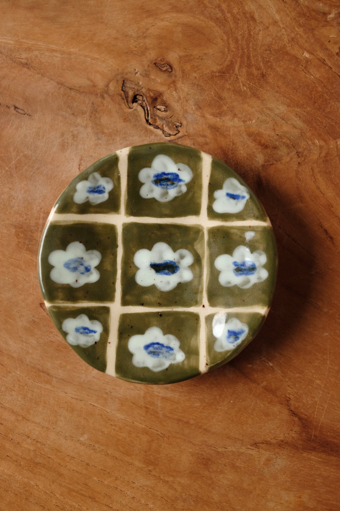 hand-painted quilt pattern tiny plate