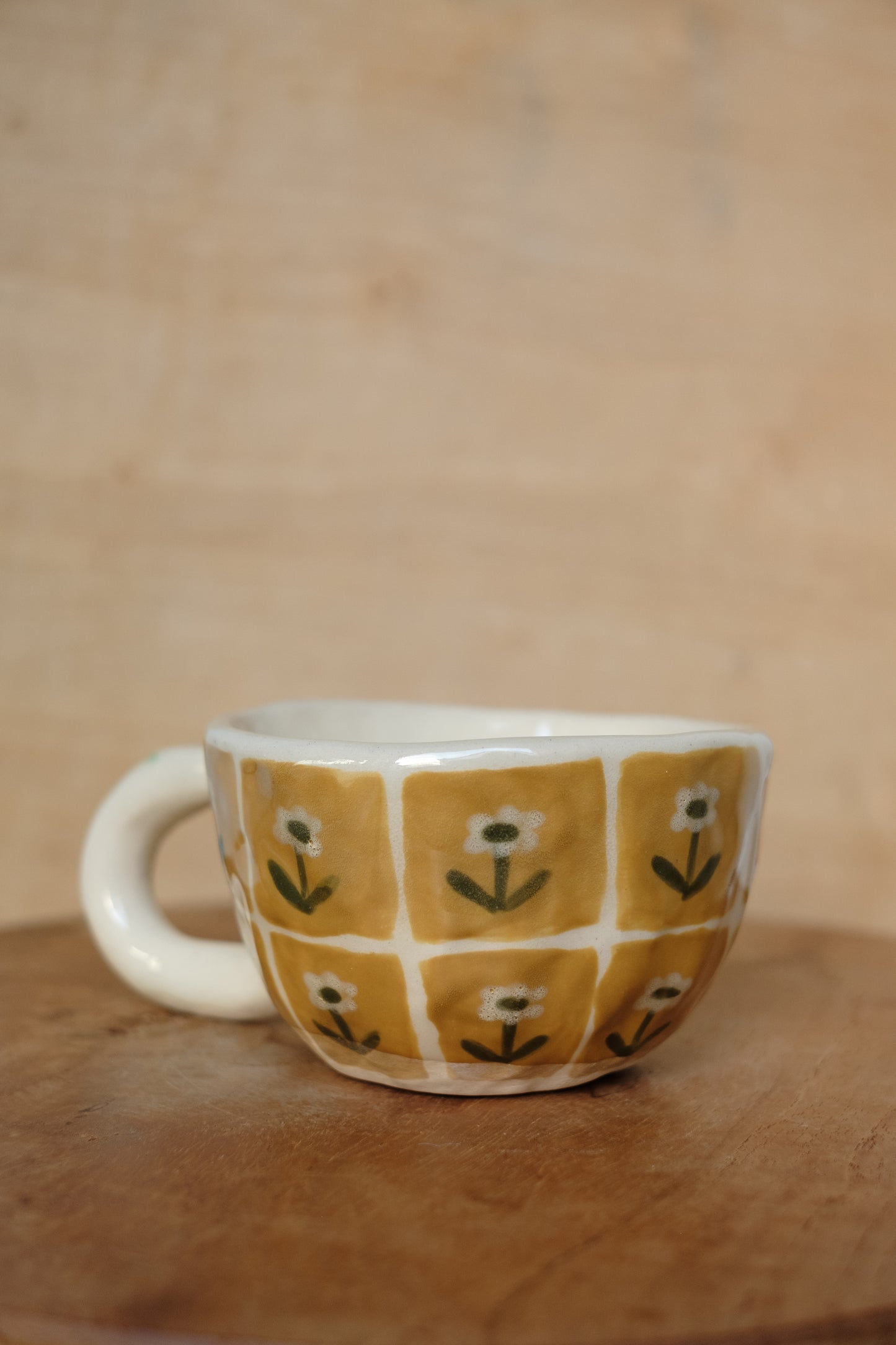 hand-painted patterns with flowers cappuccino mug