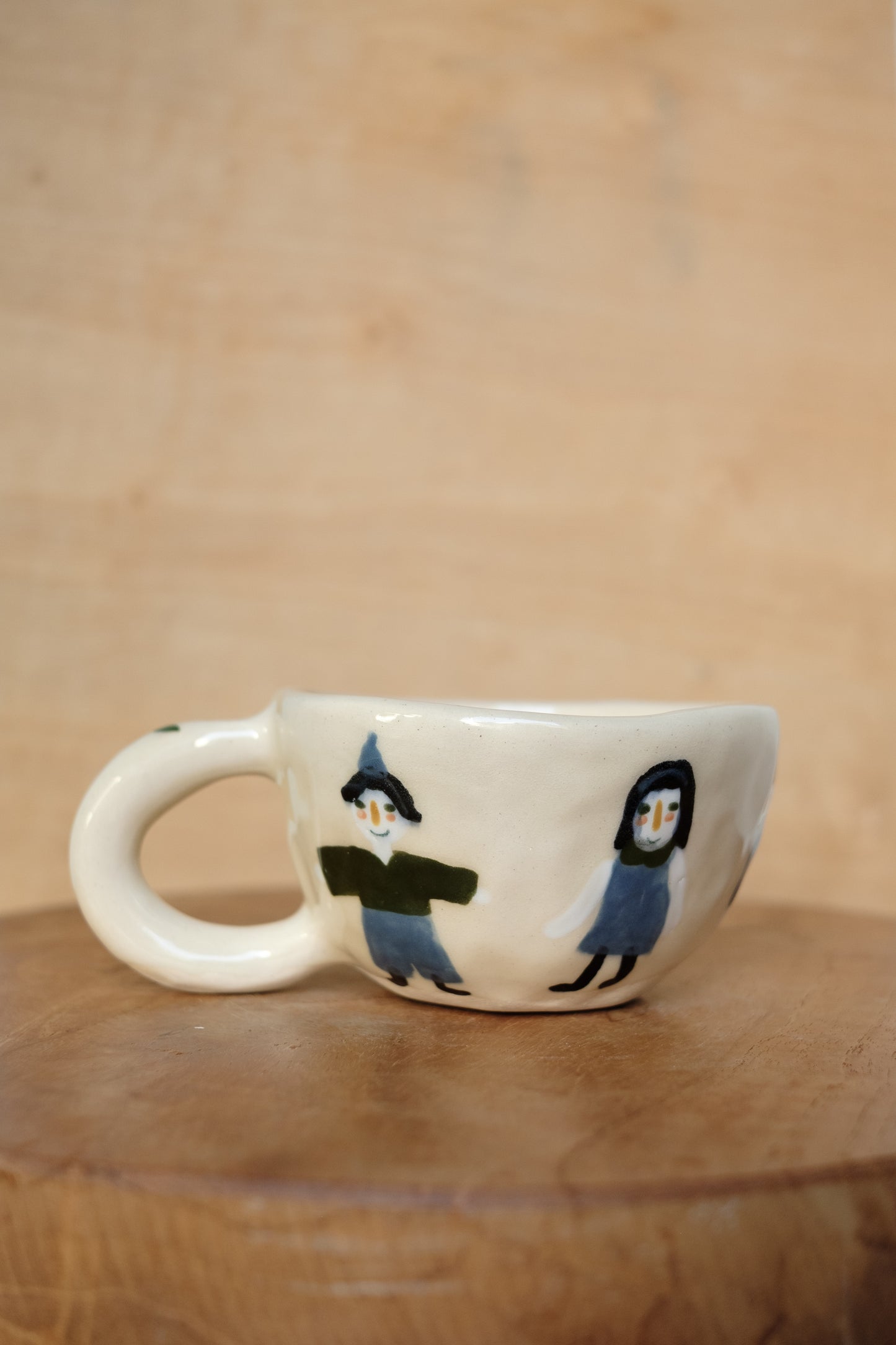 hand-painted people cappuccino mug