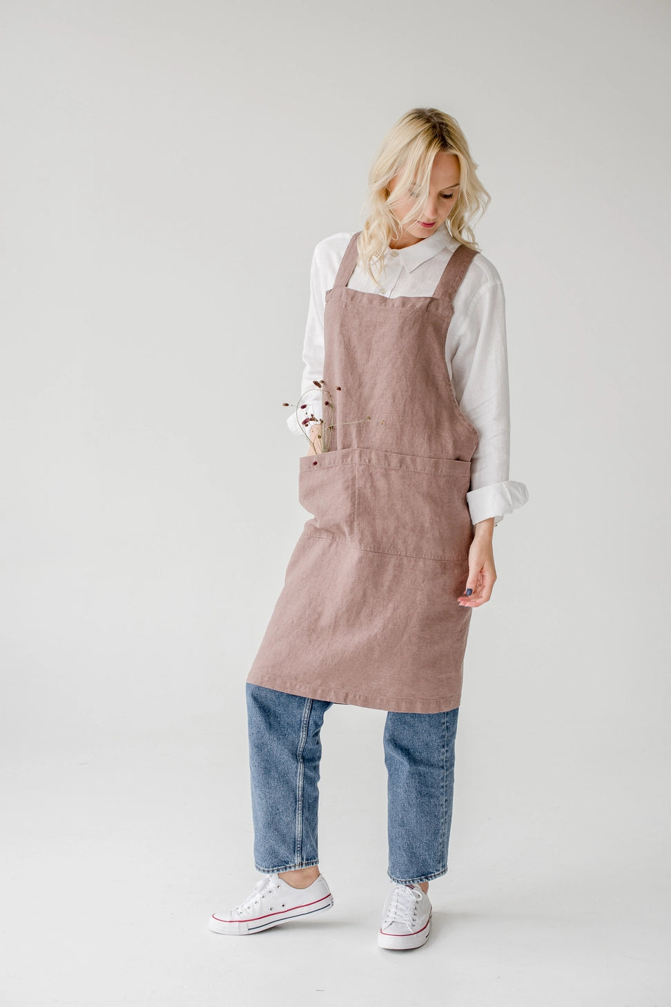 japanese crossback linen apron