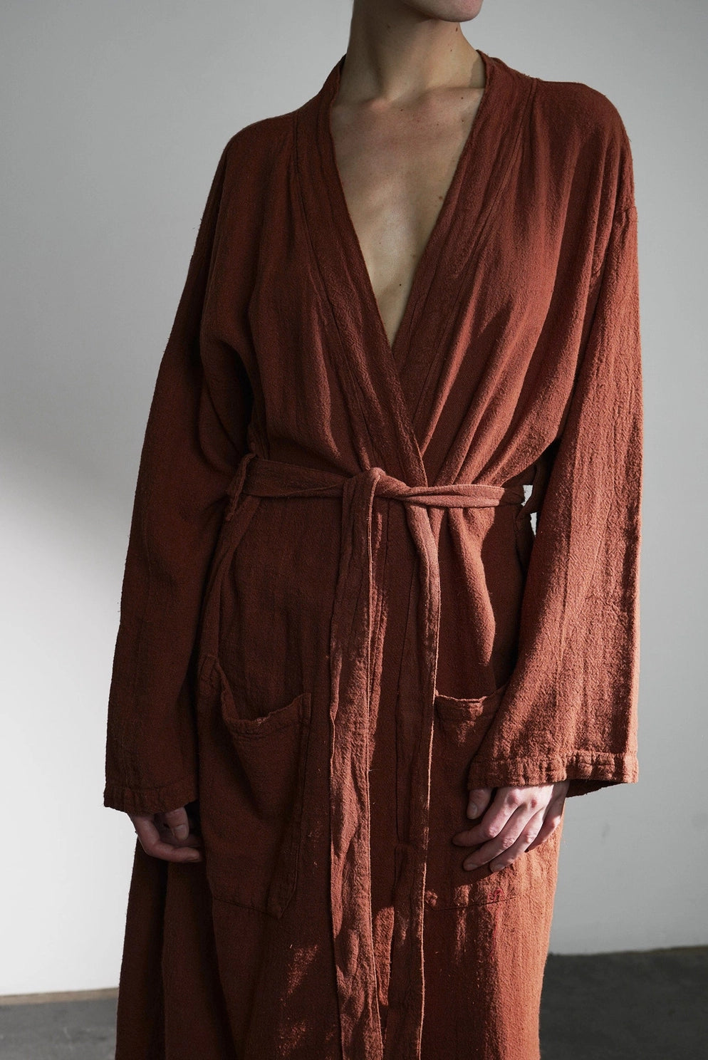 french raw linen kimono - one size - sandalwood