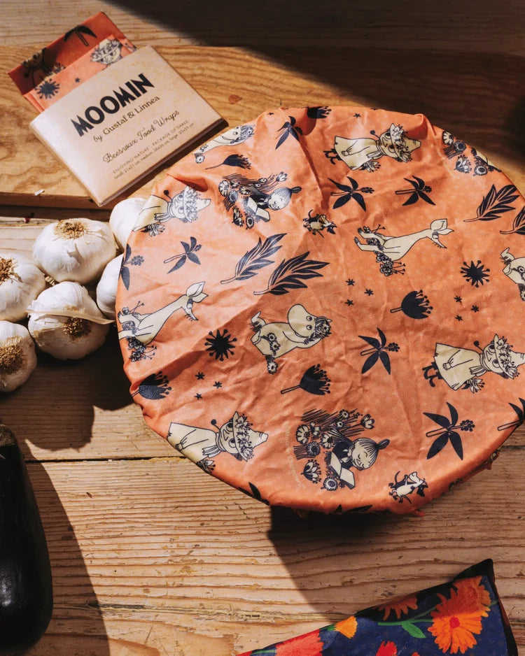 set of three beeswax wraps - moomin enjoying nature