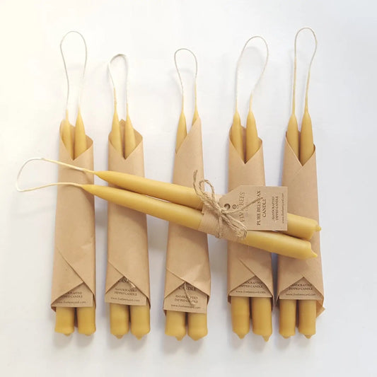 hand-dipped taper beeswax candles - set of 2