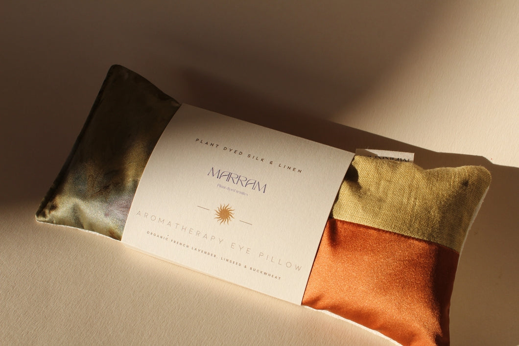 plant dyed aromatherapy eye pillow - earth patchwork