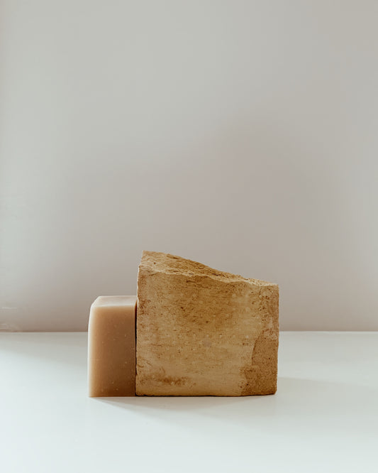 beige clay geranium soap bar