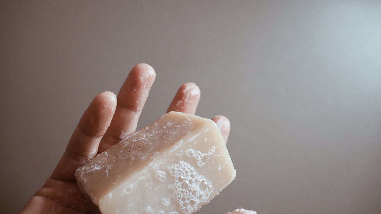 beige clay geranium soap bar