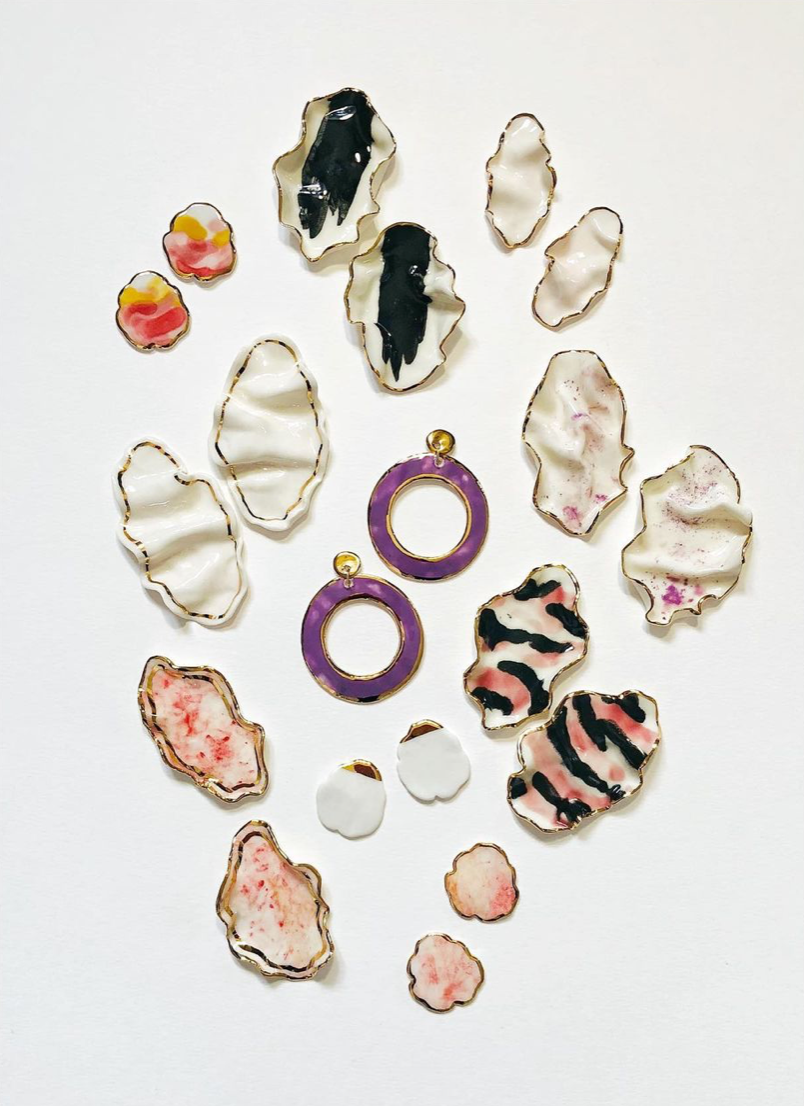 white cloud porcelain earrings