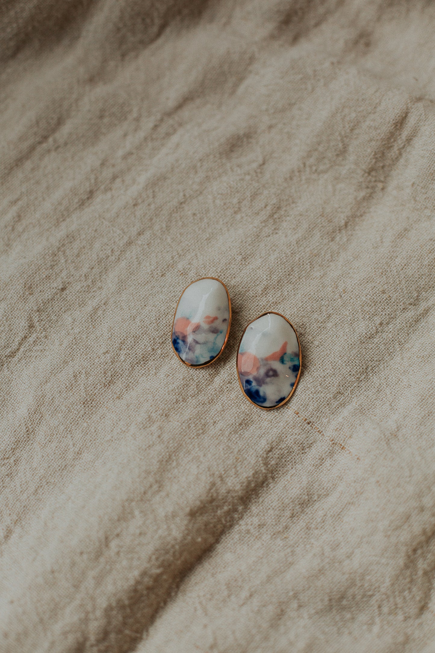 watercolor ovals porcelain earrings