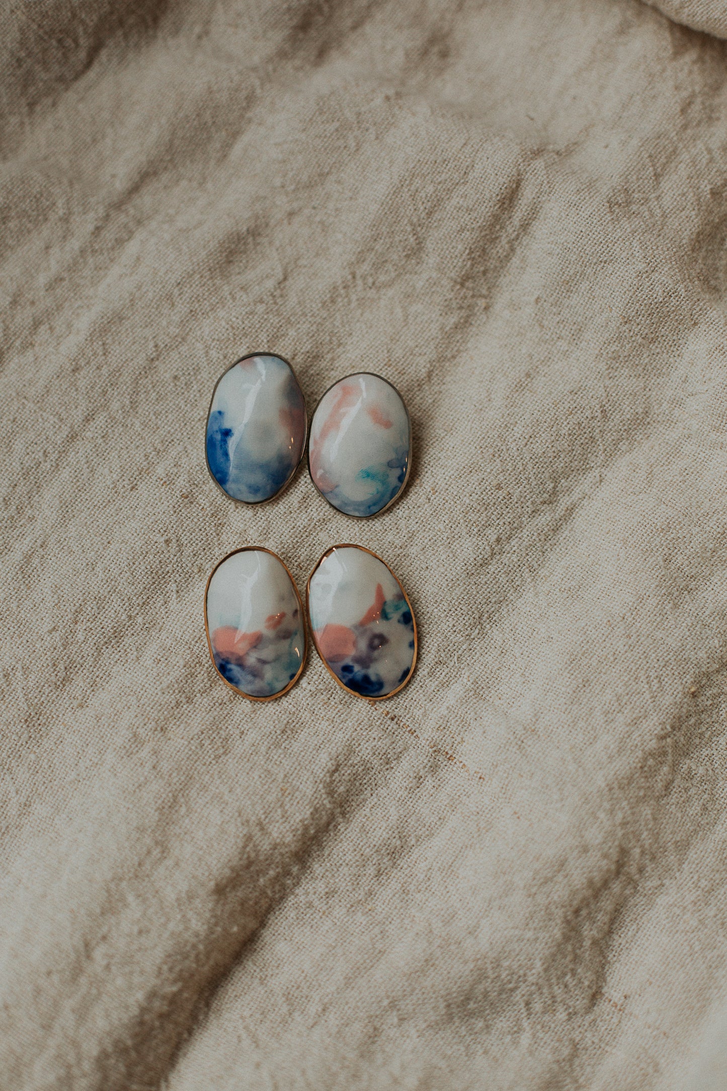watercolor ovals porcelain earrings