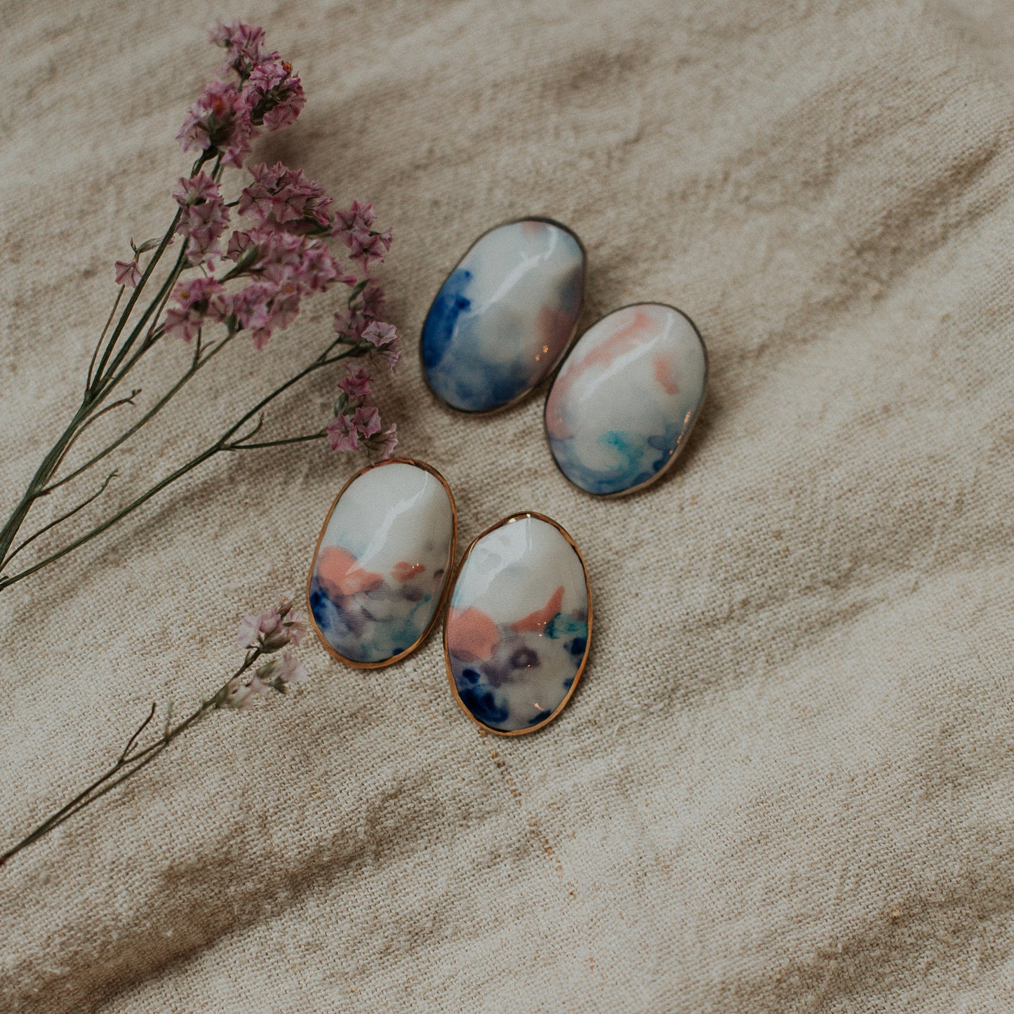 watercolor ovals porcelain earrings