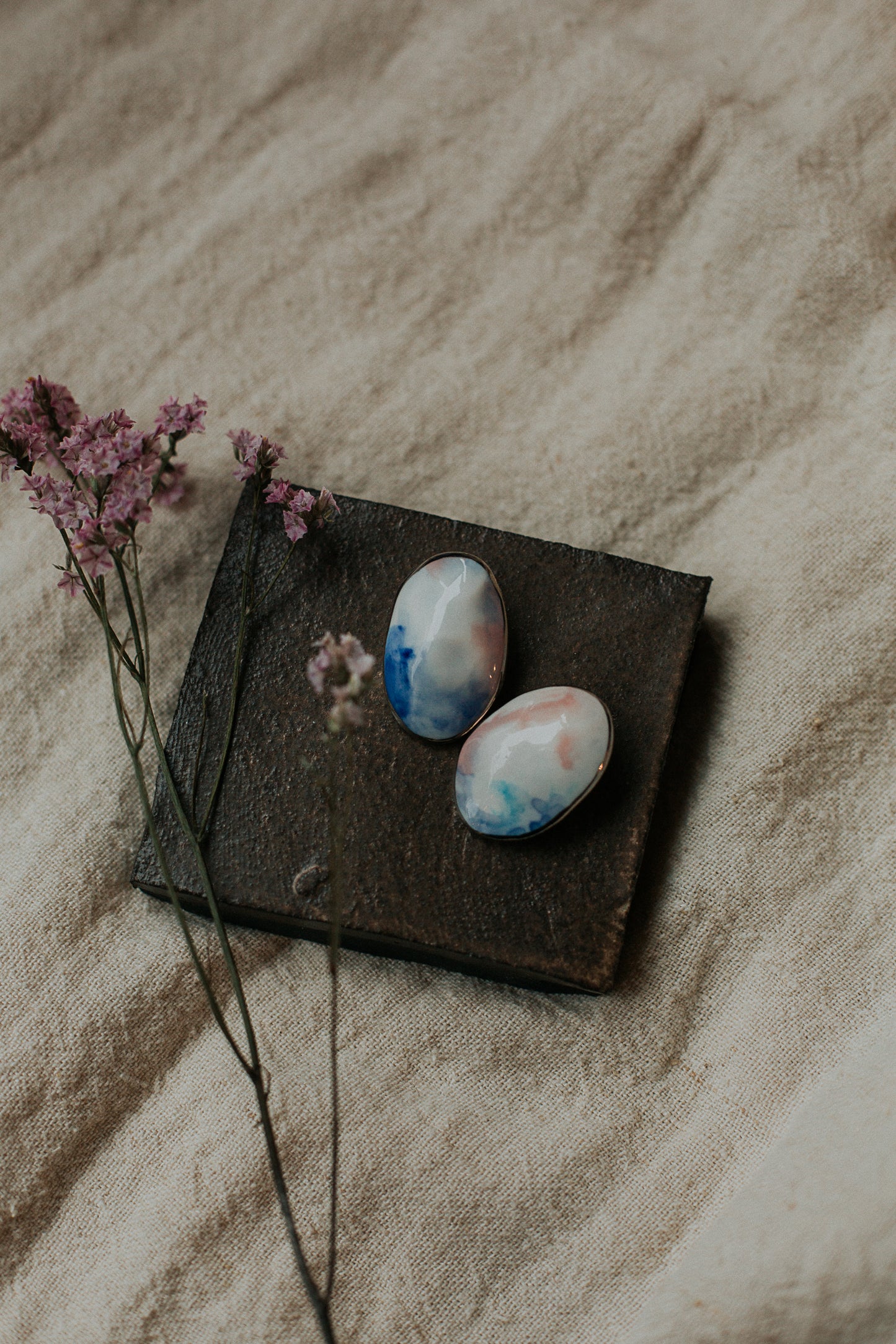 watercolor ovals porcelain earrings