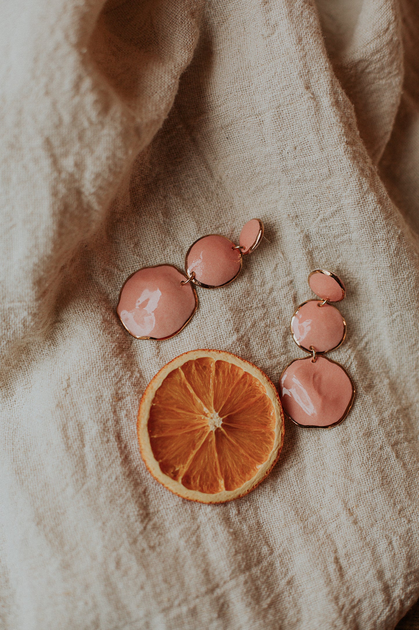 trio circle porcelain earrings