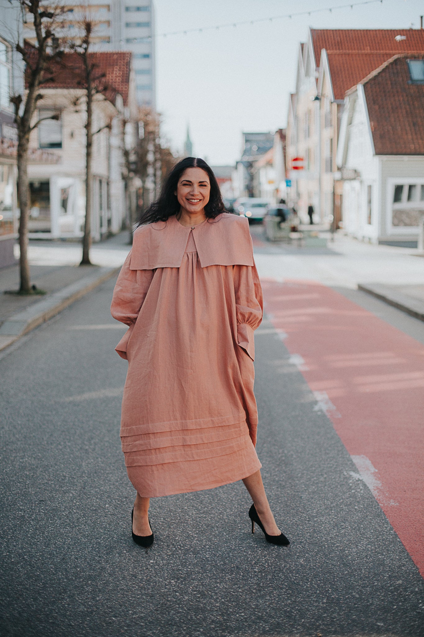 rent the pink long eve dress