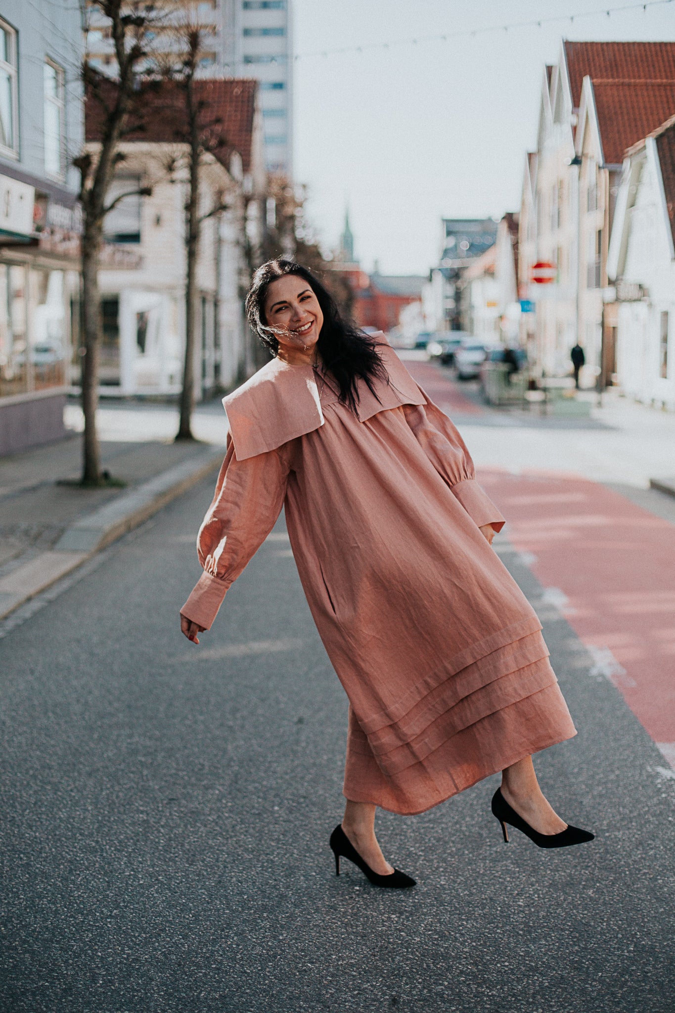 rent the pink long eve dress