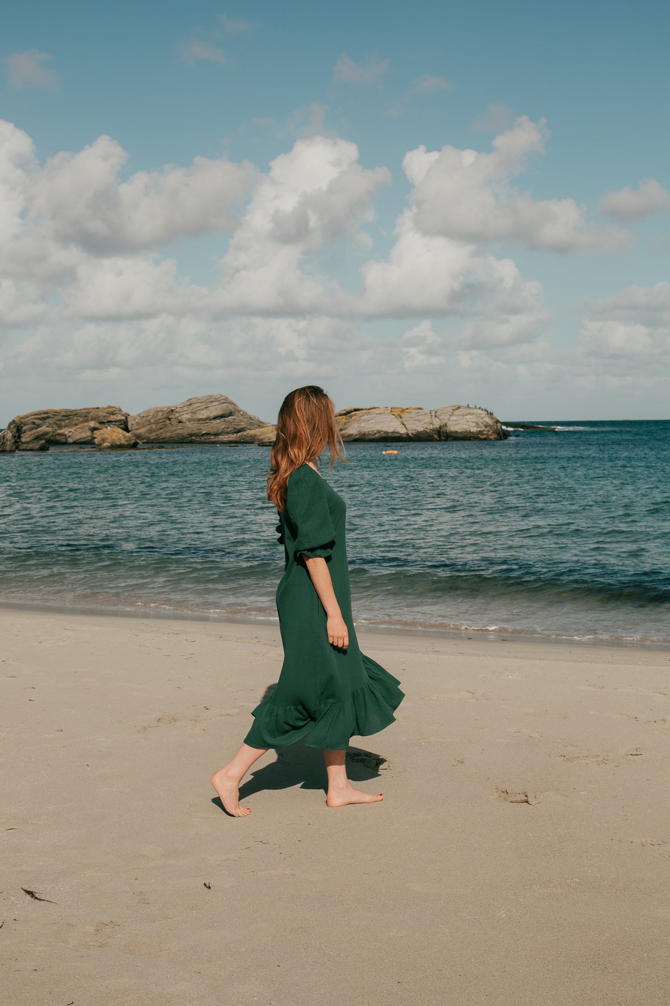 rent the green otilia ruffled dress