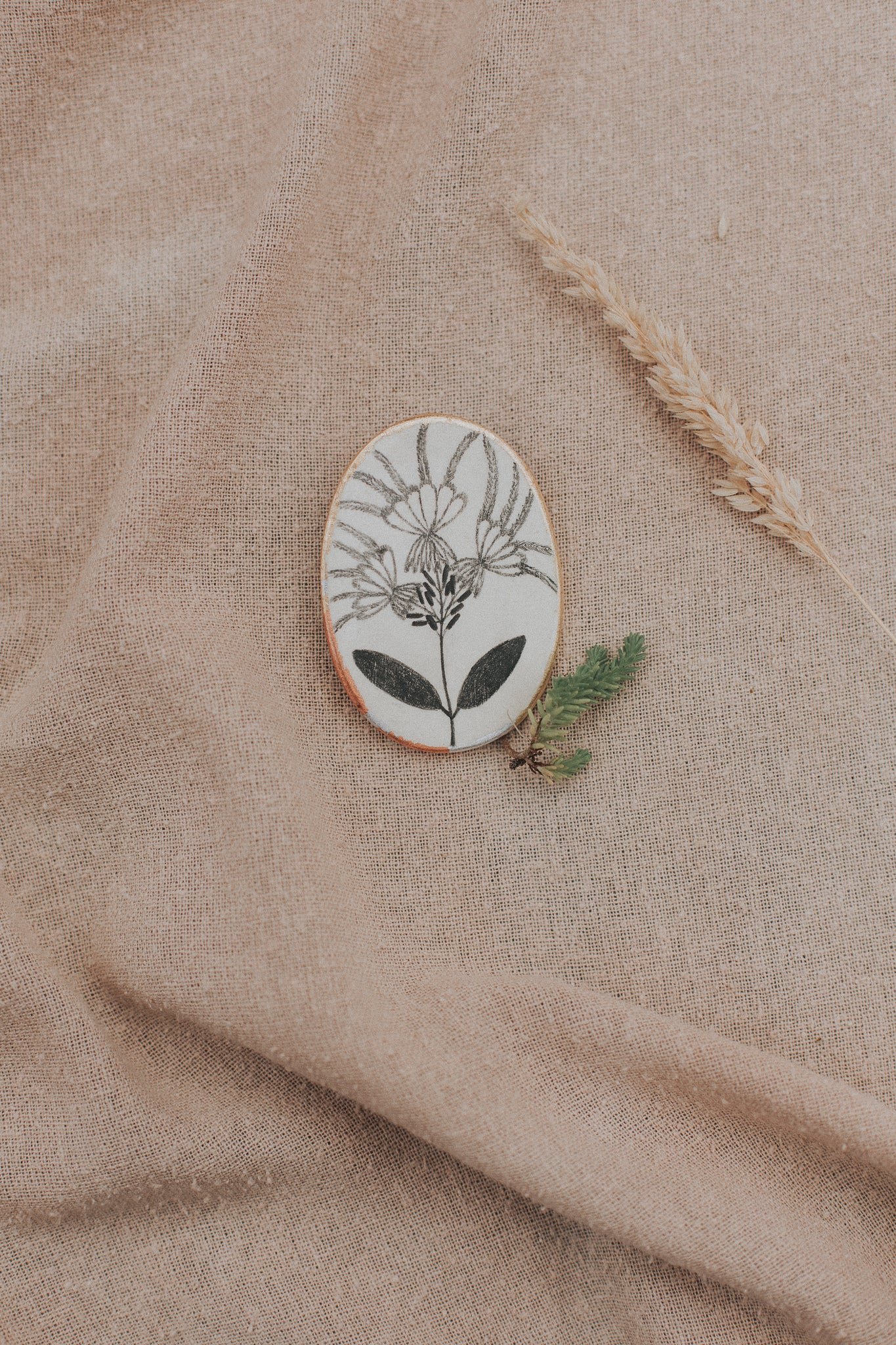 drawn flowers brooch